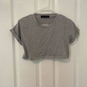 Grey white fox crop top